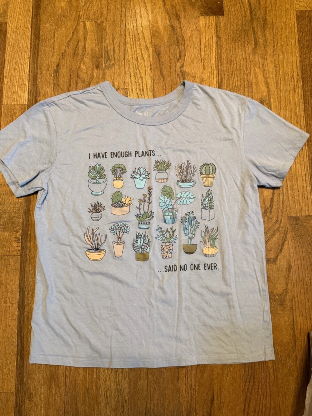 Zoe + Liv Light Blue Plant Graphic Short Sleeve Tee